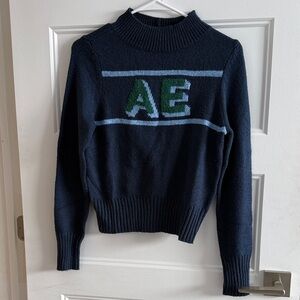 American Eagle Outfitters Navy and Green Turtleneck Sweater (XS)